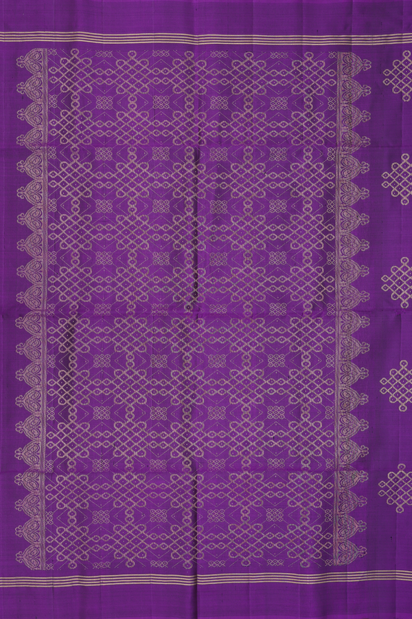 Soft Silk Saree In Deep Purple With Kolam Buttas