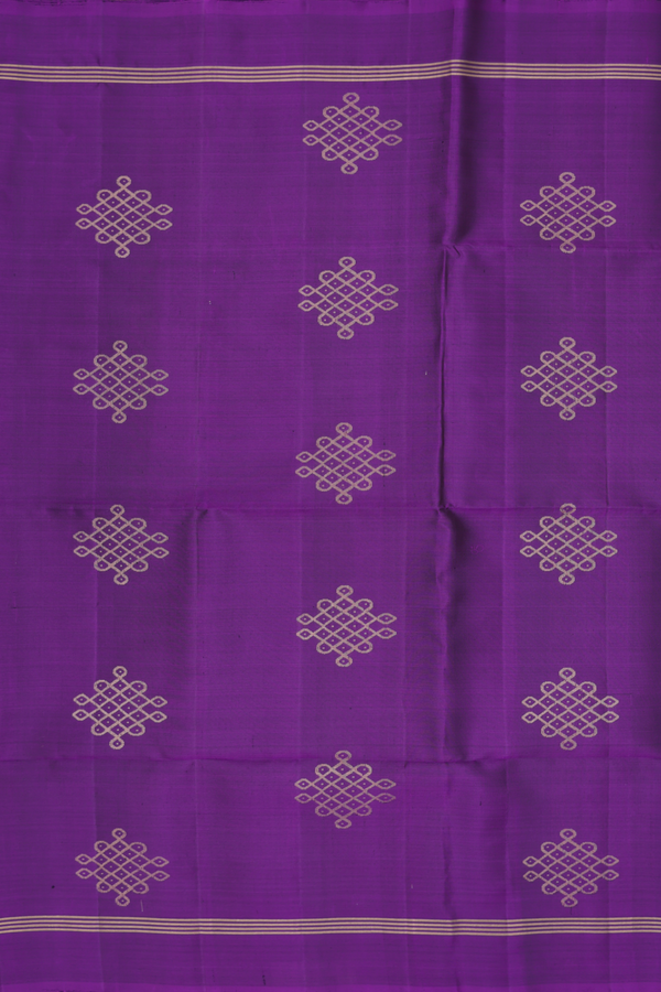 Soft Silk Saree In Deep Purple With Kolam Buttas