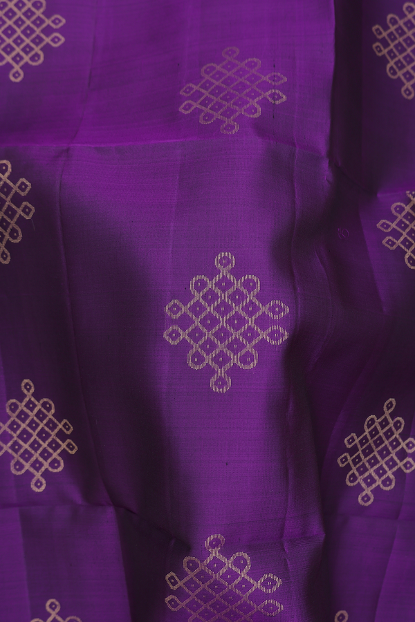 Soft Silk Saree In Deep Purple With Kolam Buttas