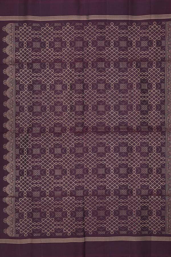 Soft Silk Saree In Dark Brown With Kolam Buttas