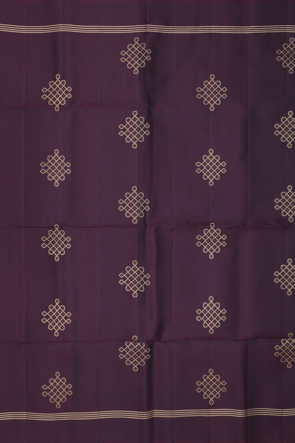 Soft Silk Saree In Dark Brown With Kolam Buttas