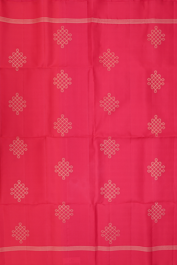 Soft Silk Saree In Scarlet Red With Kolam Buttas
