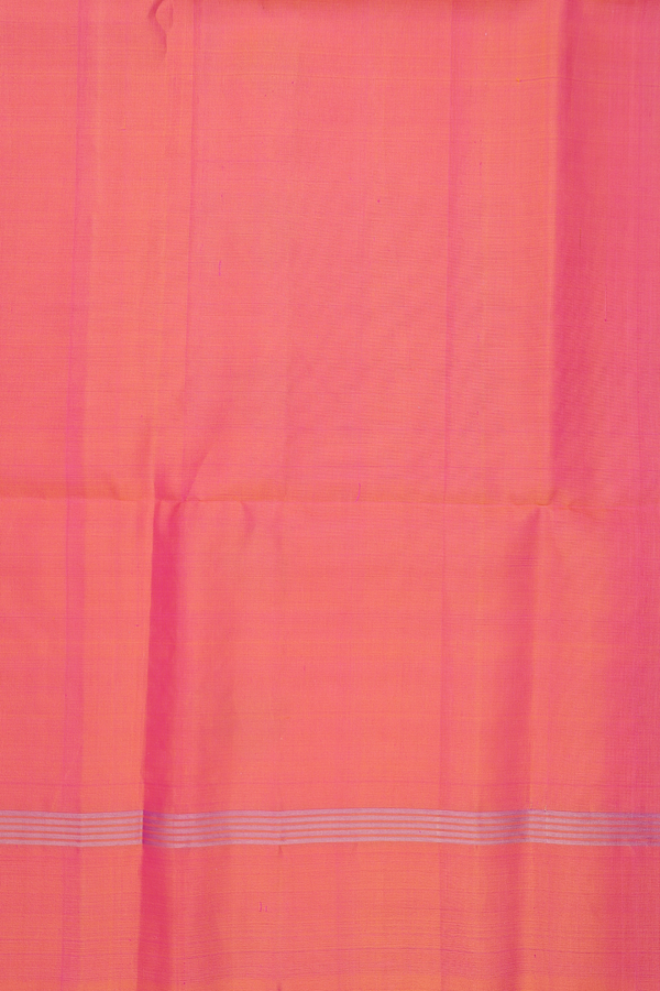 Soft Silk Saree In Coral Pink With Zari Buttas