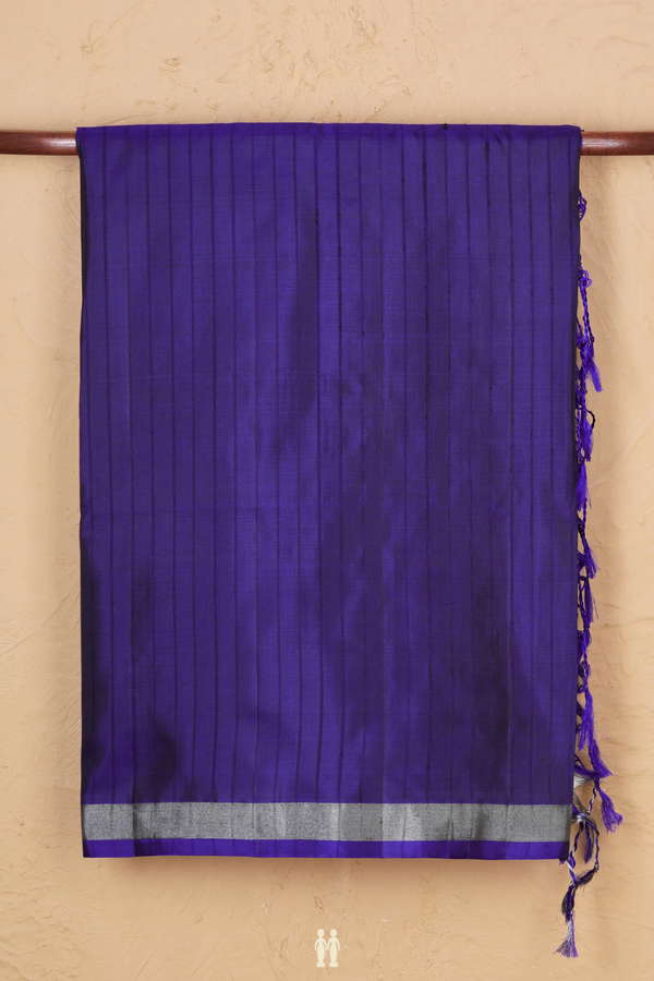 Soft Silk Saree In Royal Blue With Stripes Design