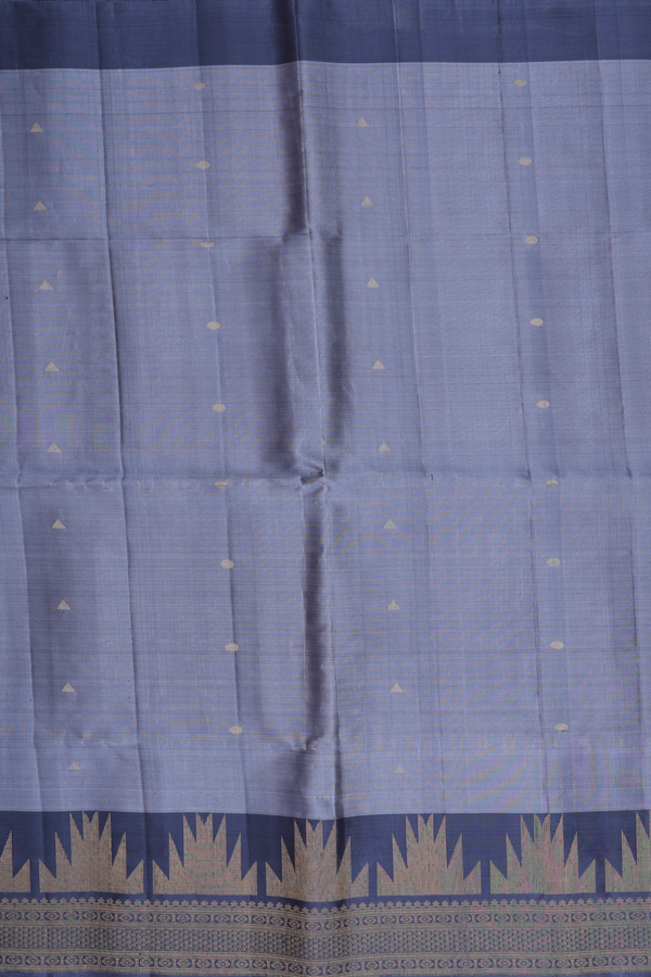 Soft Silk Saree In Grey With Polka Buttas