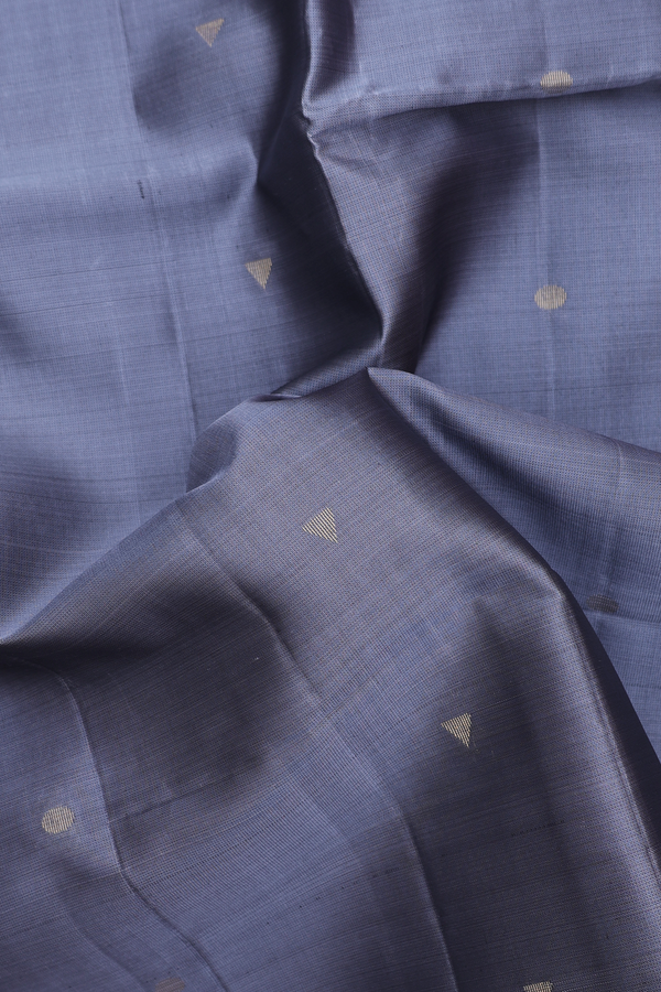 Soft Silk Saree In Grey With Polka Buttas