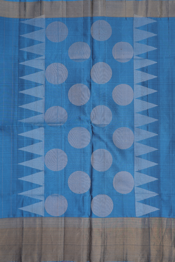 Soft Silk Saree In Blue With Stripes Design