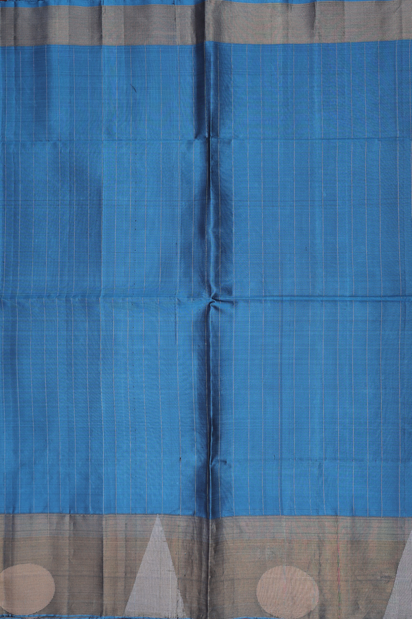 Soft Silk Saree In Blue With Stripes Design