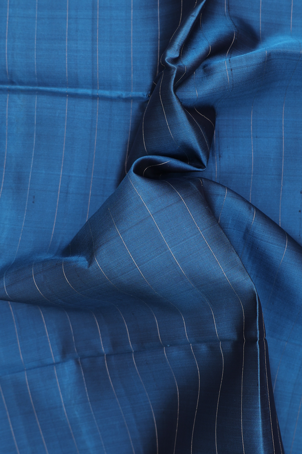 Soft Silk Saree In Blue With Stripes Design