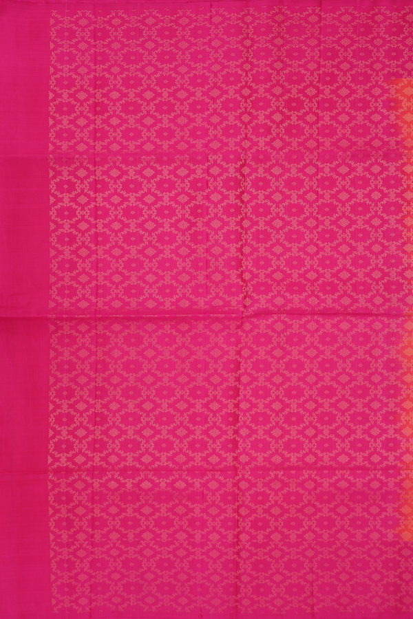 Soft Silk Saree In Bright Orange With Stripes Design