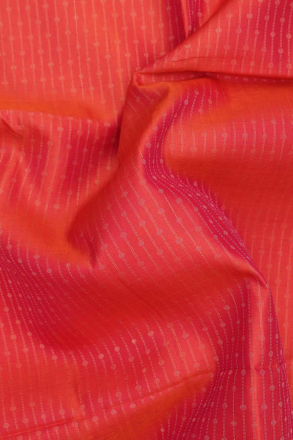 Soft Silk Saree In Bright Orange With Stripes Design