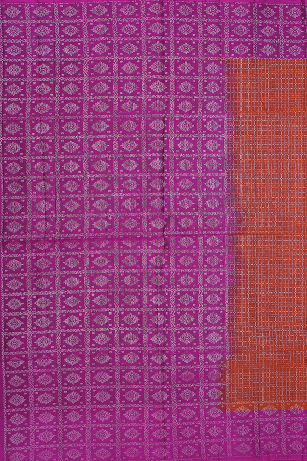 Soft Silk Saree In Brown With Checks Design