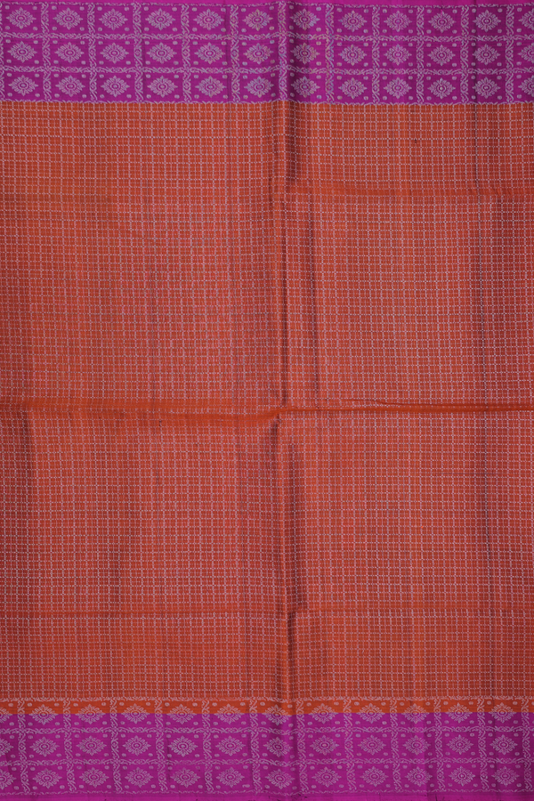 Soft Silk Saree In Brown With Checks Design