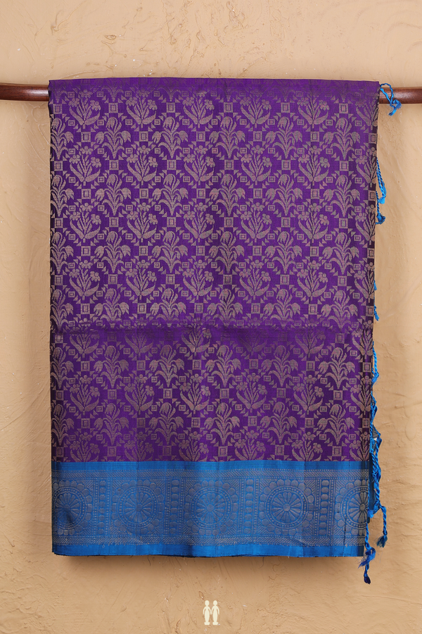 Soft Silk Saree In Purple With Brocade Design
