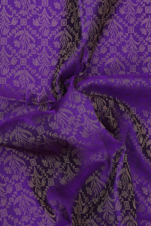 Soft Silk Saree In Purple With Brocade Design