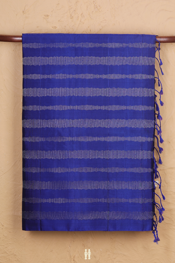 Soft Silk Saree In Blue With Stripes Design