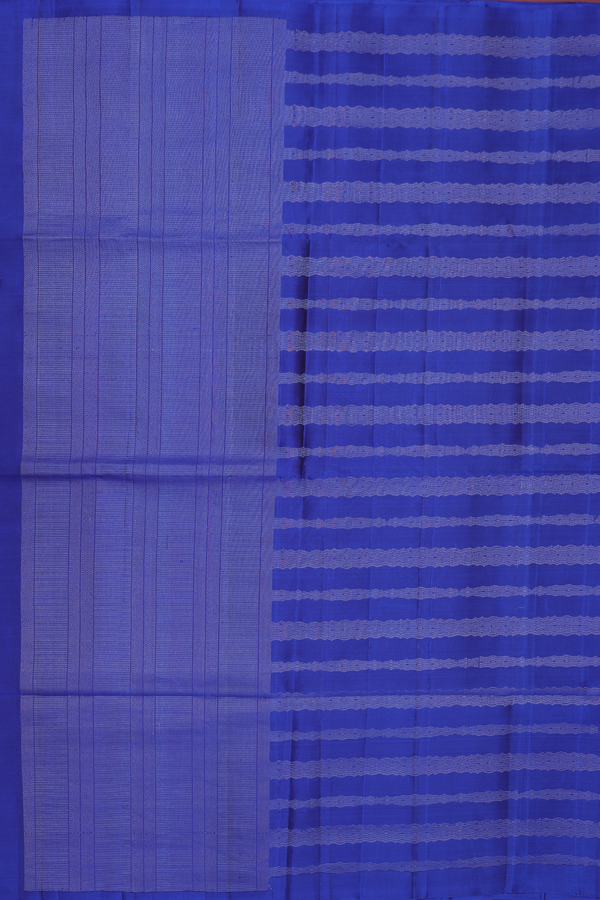 Soft Silk Saree In Blue With Stripes Design