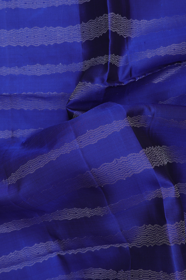Soft Silk Saree In Blue With Stripes Design