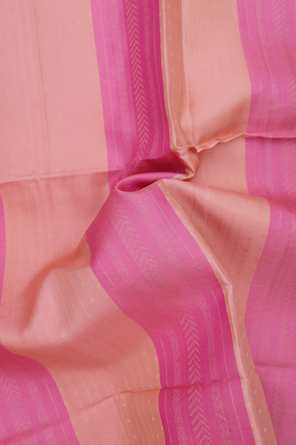 Soft Silk Saree In Blush Orange And Pink With Stripes Design