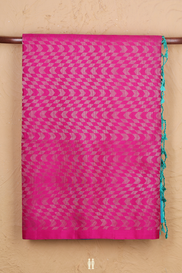 Soft Silk Saree In Magenta With Chevron Design