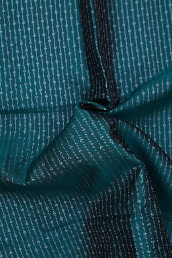 Soft Silk Saree In Green With Stripes Design