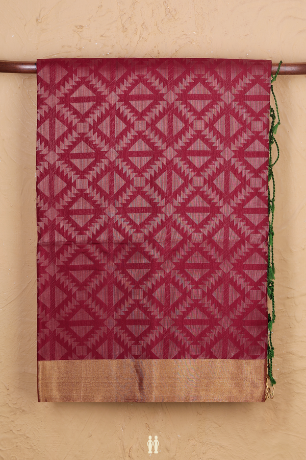 Soft Silk Saree In Ruby Red With Brocade Design