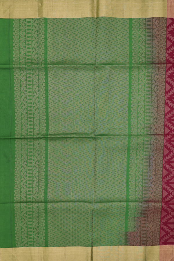 Soft Silk Saree In Ruby Red With Brocade Design