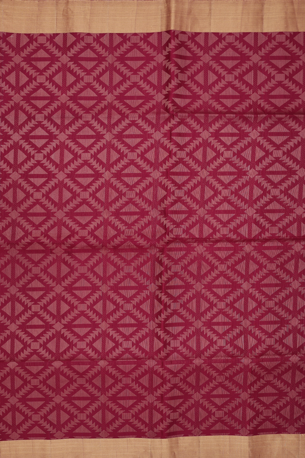 Soft Silk Saree In Ruby Red With Brocade Design