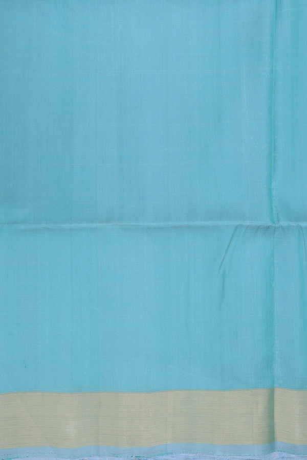 Raw Silk Saree In Blue With Floral Buttas