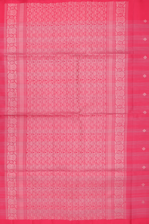 Soft Silk Saree In Scarlet Red Along Stripes With Buttas
