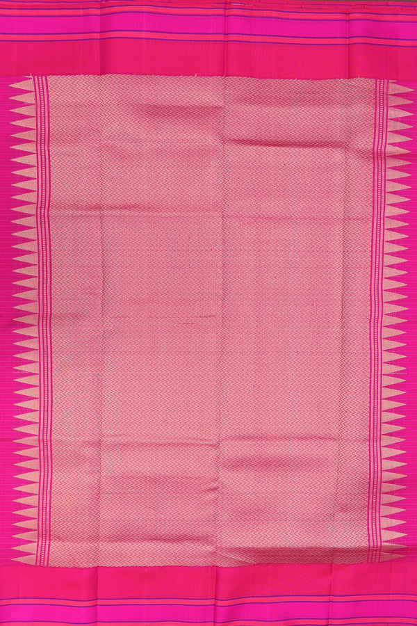 Kanchipuram Silk Saree In Cream Color With Checks Design