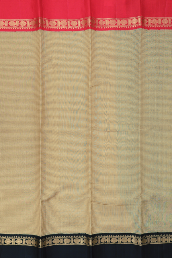 Kanchipuram Silk Saree In Light Brown With Stripes Design