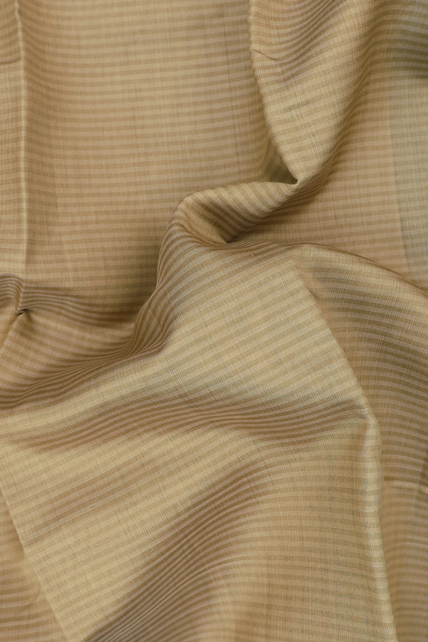 Kanchipuram Silk Saree In Light Brown With Stripes Design