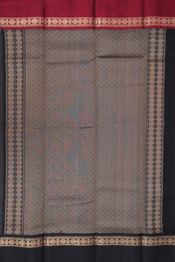 Kanchipuram Silk Saree In Light Brown With Stripes Design