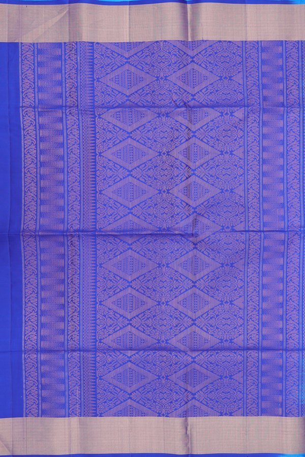 Soft Silk Saree In Deep Sky Blue With Floral Motifs