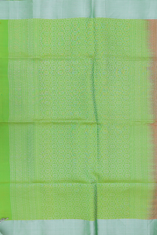 Soft Silk Saree In Vermillion Reddish Orange With Floral Motifs