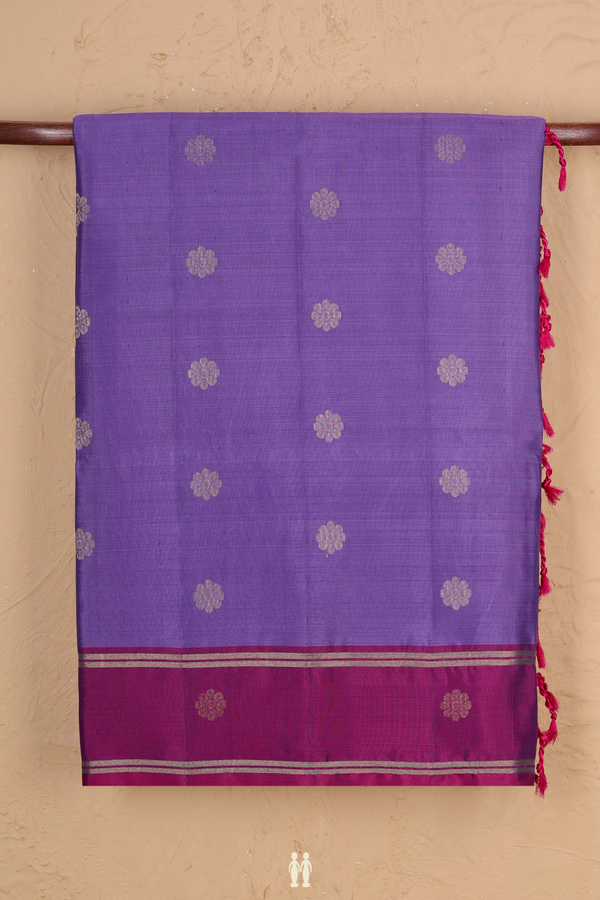 Soft Silk Saree In Dusty Purple With Floral Buttas