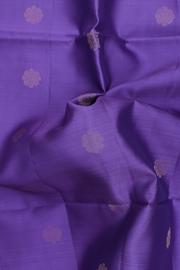 Soft Silk Saree In Dusty Purple With Floral Buttas