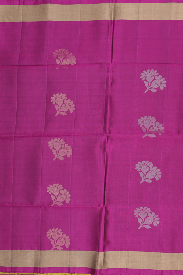 Soft Silk Saree In Berry Purple With Floral Motifs