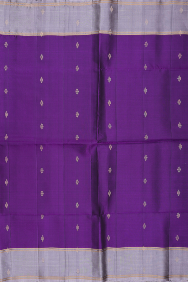 Soft Silk Saree In Royal Purple With Zari Buttas