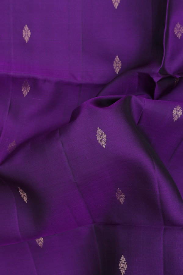 Soft Silk Saree In Royal Purple With Zari Buttas