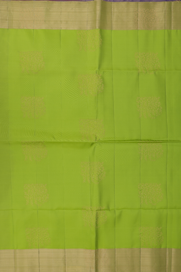 Soft Silk Saree In Pear Green With Zari Motifs