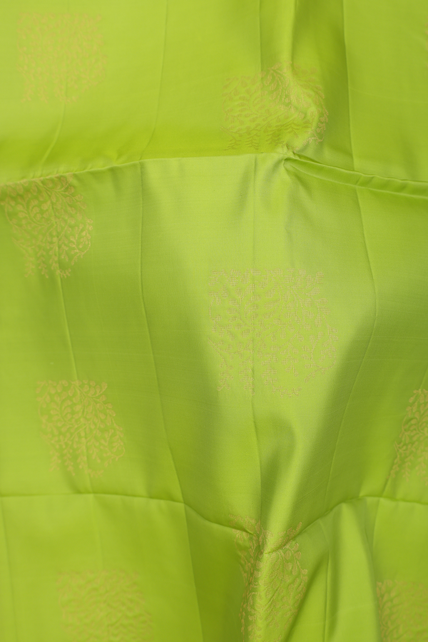 Soft Silk Saree In Pear Green With Zari Motifs