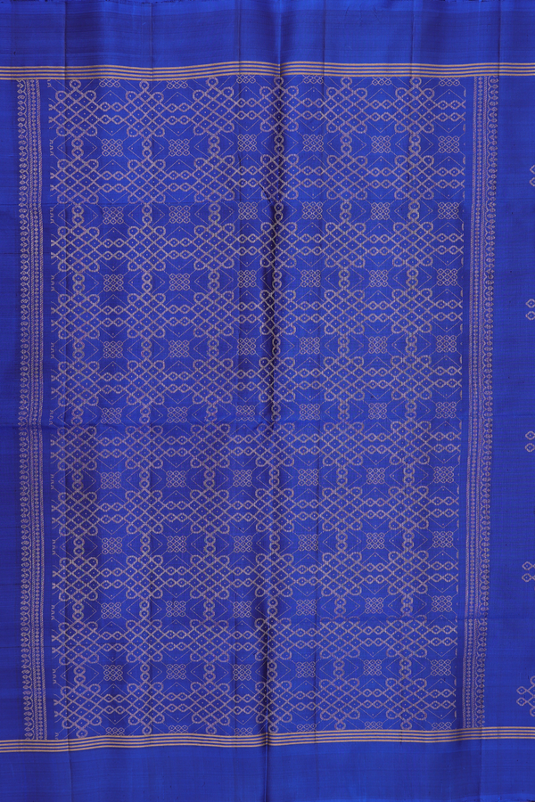 Soft Silk Saree In Royal Blue With Kolam Motifs