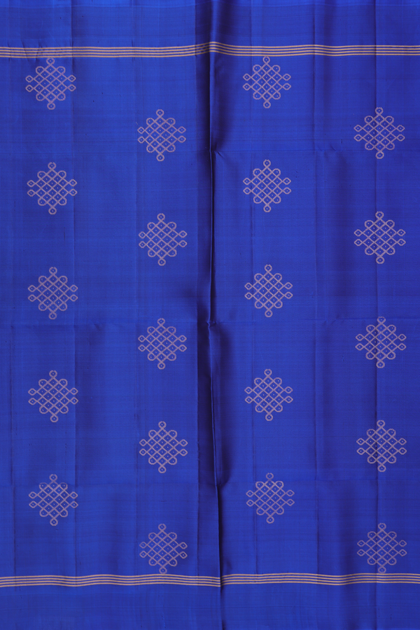 Soft Silk Saree In Royal Blue With Kolam Motifs