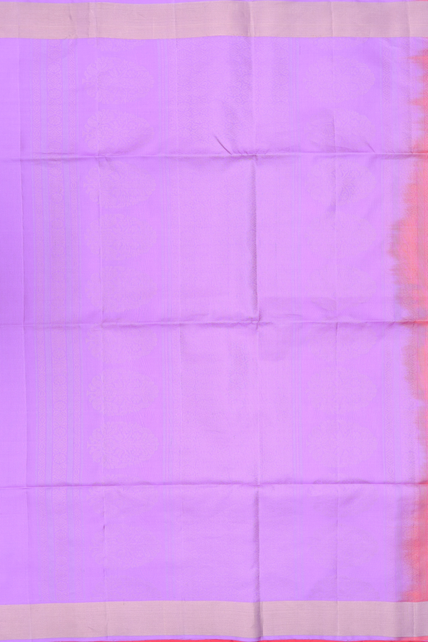Soft Silk Saree In Coral Pink With Zari Buttas