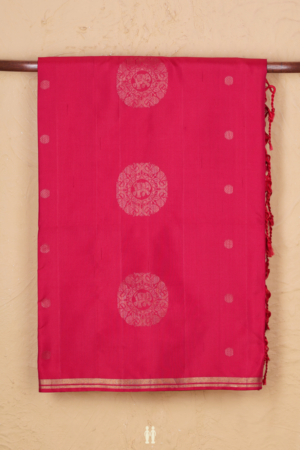 Soft Silk Saree In Red With Elephant Motifs