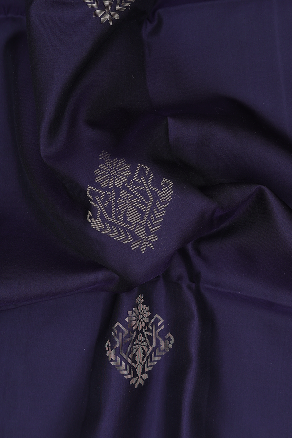 Soft Silk Saree In Midnight Blue With Zari Motifs