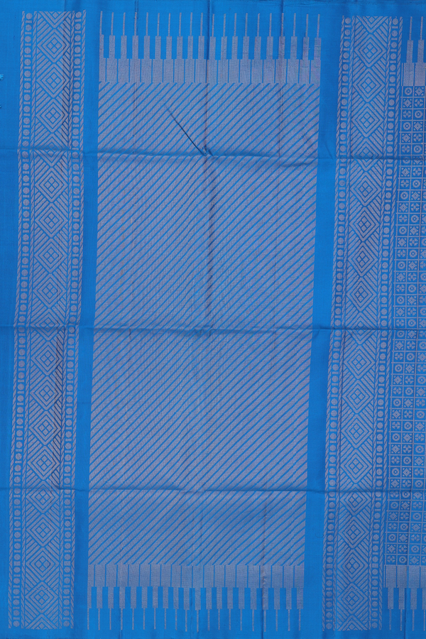 Soft Silk Saree In Blue With Checks Design