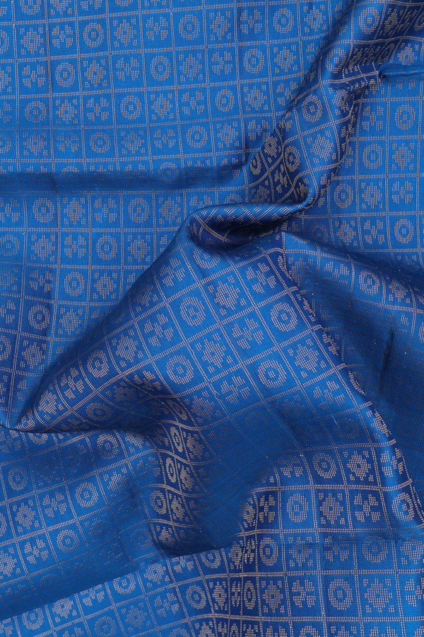 Soft Silk Saree In Blue With Checks Design
